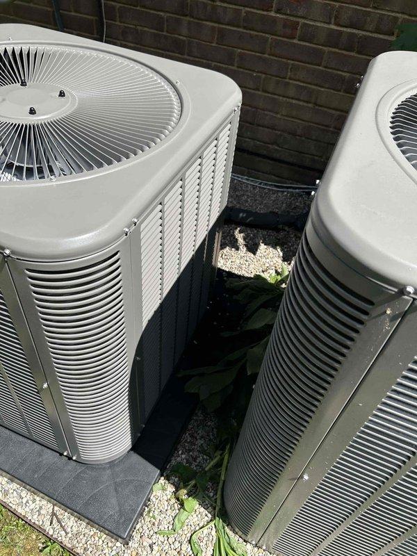 Completed full residential HVAC system installation including Lennox ML180UH070E36BK 70,000 BTU 80% AFUE gas furnace with multi-speed blower, Lennox ML14KC1-030-230 2.5 ton 15.5 SEER2 Merit Series air conditioning unit, and Lennox CK40HT-24B-71 evaporator coil with digital thermostat. Removed and disposed of existing equipment per code requirements. Installed outdoor condensing unit on new concrete pad with decorative gravel surround, complete with electrical whip kit, disconnect box, and refrigerant line insulation with filter drier. Interior installation included evaporator coil with transition to existing ductwork, standard air filter rack, and SS2 coil drain safety water sensor. Connected furnace to existing flue piping with flame roll-out protection, installed flexible gas line connector with gas shut-off switch, and wired electrical shut-off switch. All refrigerant lines properly insulated and system charged to manufacturer specifications. Tested all system operations including h