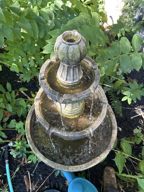 Responded to same-day plumbing service call at 1940s stone residence to address two issues. In basement utility area, diagnosed and repaired leaking faucet with constant drip by replacing worn compression fittings and installing new shutoff valve on PEX water supply line. Tested system for proper operation and verified complete shutoff functionality.

Addressed outdoor fountain circulation problem where hose connection was compromised and water flow inadequate despite recent pump replacement. Inspected three-tiered decorative fountain system, cleared algae buildup from basin areas, verified pump operation, and corrected hose connection fitting to restore proper water circulation throughout all fountain tiers.