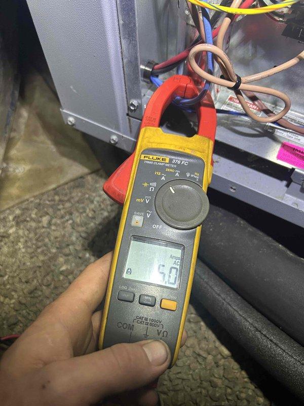 Completed scheduled care plan maintenance visit on crawlspace-located HVAC system. Performed filter change using customer-supplied filter retrieved from porch, conducted electrical measurements with clamp meter showing proper amperage readings, and verified system pressures within normal operating range using calibrated gauge. Ensured crawlspace access light was turned off and door properly secured upon completion per customer requirements.