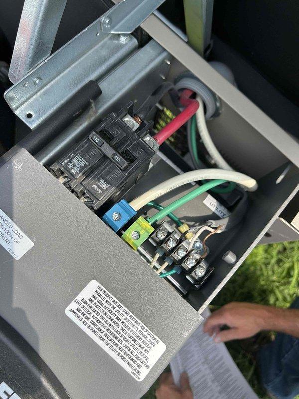 Performed startup and commissioning procedures on Kohler standby generator system. Inspected electrical panel connections, verified proper wiring terminations at terminal blocks, confirmed circuit breaker installations, and validated grounding connections. All control wiring, power connections, and safety interlocks were tested and found to be functioning within manufacturer specifications.
