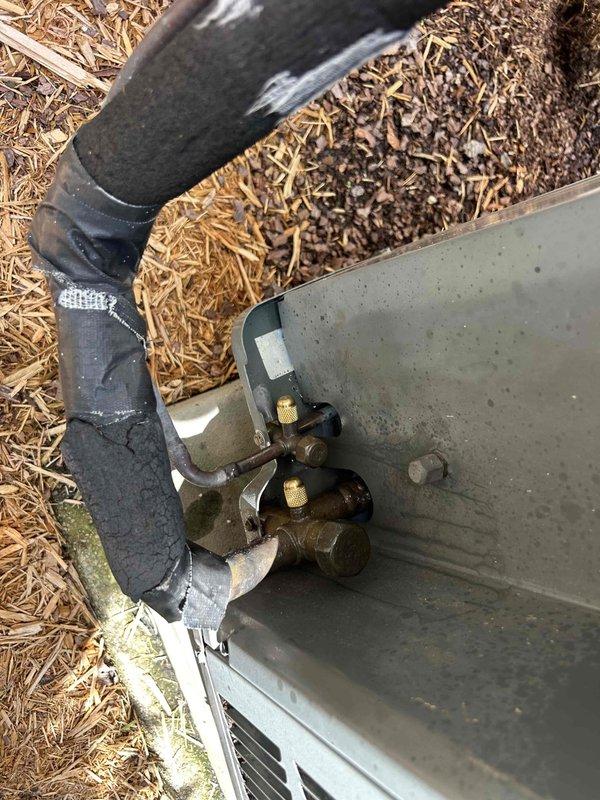 Replaced failed 15 MFD single run capacitor and 45/5 MFD dual capacitor to restore proper system operation. Performed leak detection using electronic detector to locate refrigerant leak in outdoor unit. Reconnected disconnected drain safety float switch and tested for proper operation to ensure condensate overflow protection is functioning correctly.