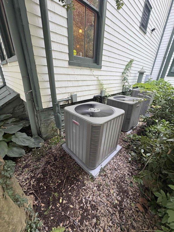 Completed residential HVAC system installation featuring a Lennox ML14KC1-042-230 3.5-ton air conditioning unit rated up to 17 SEER2 and matching Lennox CK40HT-42B71 3.5-ton evaporator coil. Removed and properly disposed of existing equipment, then installed new outdoor condensing unit on concrete pad with electrical disconnect box, whip kit, and DiversiTech weather-resistant enclosure. Installed evaporator coil with transition to existing ductwork, refrigerant line insulation, and refrigerant line filter drier. Added SS2 coil drain safety water sensor for overflow protection. Installed new digital thermostat and completed all electrical connections per code requirements. Secured all applicable permits, tested system operation, and verified proper refrigerant charge and airflow. System is fully operational with 10-year parts warranty and 1-year labor warranty, and client enrolled in annual maintenance plan including two semi-annual inspections.