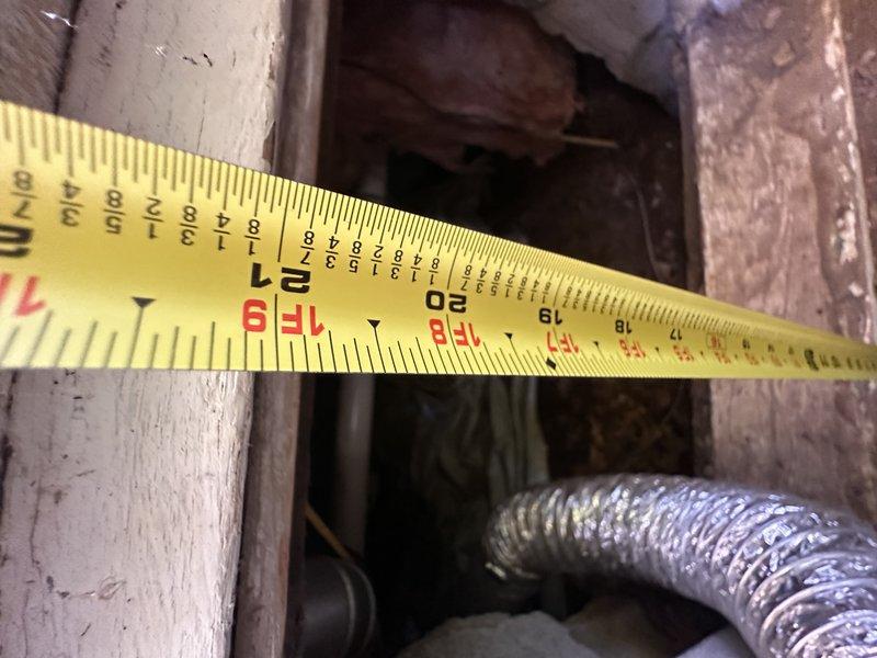 Conducted comprehensive HVAC system replacement estimate for existing air conditioning unit requiring immediate replacement. Performed detailed measurements of existing ductwork and clearances in attic and utility spaces to assess compatibility for new equipment installation. Documented existing system configuration including flexible duct routing and structural constraints, photographed current conditions showing water damage and staining on surrounding surfaces, and provided customer with equipment options without brand restrictions while discussing potential financing solutions.