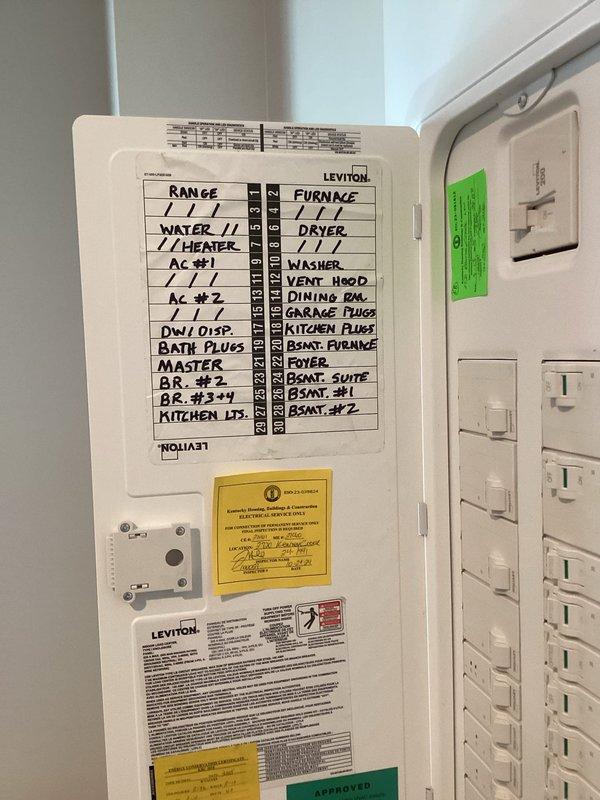 Completed electrical estimate for pool pad hookup at residential property. Evaluated existing electrical panel capacity and circuit availability to determine feasibility of adding dedicated circuit for pool equipment. Panel inspection revealed adequate breaker spaces and properly labeled circuit directory with existing loads including HVAC, major appliances, and basement circuits. Assessed electrical service capacity and provided recommendations for installation of GFCI-protected circuit to meet NEC requirements for pool equipment installation.