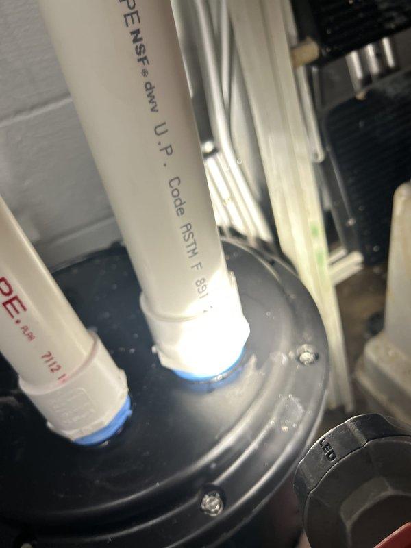 Returned to address failed laundry pump installation that was causing water leakage on floor during washing machine operation and overheating of discharge piping. Replaced and properly reinstalled basin pump assembly with correct PVC discharge piping, fittings, and rubber gaskets to ensure proper seal and flow. Verified pump operation, confirmed no leaks, and ensured discharge lines were functioning correctly without overheating.
