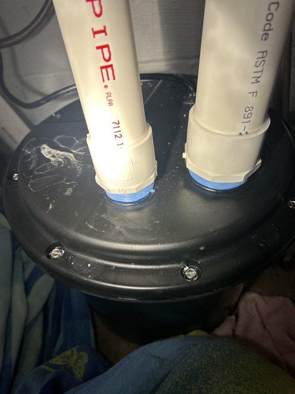 Returned to address failed laundry pump installation that was causing water leakage on floor during washing machine operation and overheating of discharge piping. Replaced and properly reinstalled basin pump assembly with correct PVC discharge piping, fittings, and rubber gaskets to ensure proper seal and flow. Verified pump operation, confirmed no leaks, and ensured discharge lines were functioning correctly without overheating.