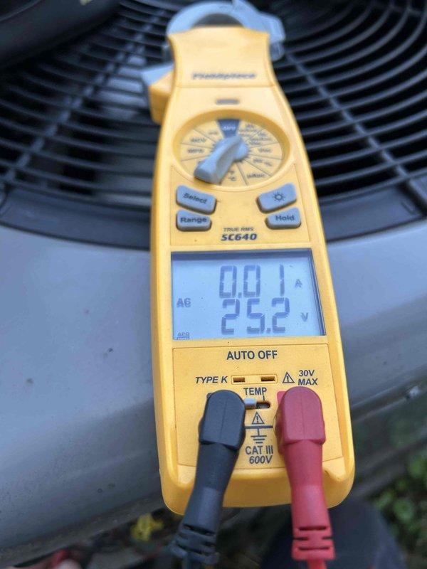Completed preventive maintenance tune-up on heat pump system including both outdoor condensing unit and indoor air handler. Performed comprehensive system diagnostics using clamp meter to verify electrical parameters, measured voltage and amperage readings, inspected 24-volt control circuit, and documented equipment condition with photos per club membership agreement.