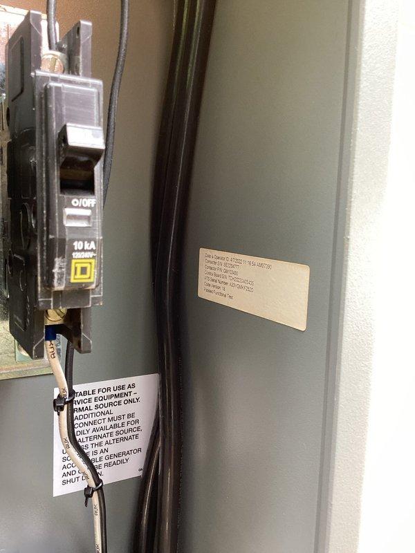 Performed initial startup and commissioning on newly installed Kohler generator system. Verified control panel functionality, confirmed engine runtime registration at 0.2 hours, tested OFF/AUTO/RUN selector positions, and inspected circuit breaker connections to ensure proper electrical integration with the building's power distribution system.