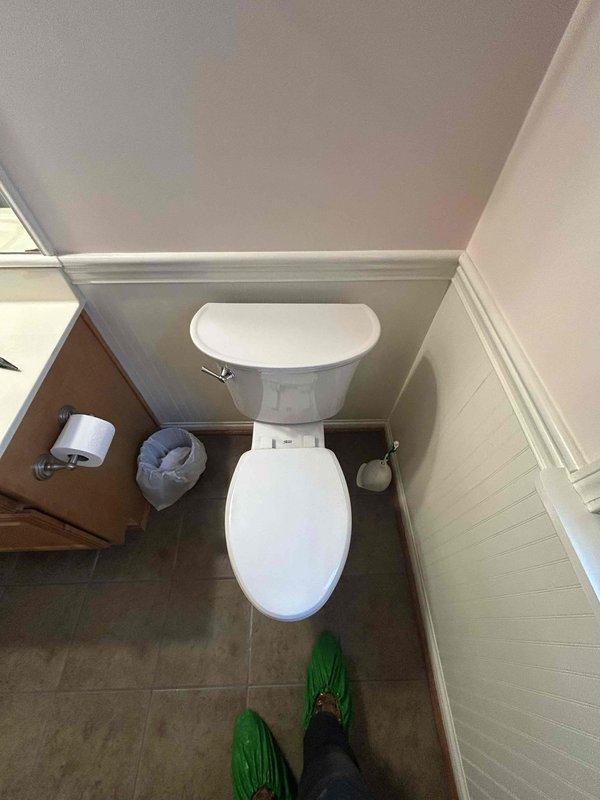Installed new Voramax flush column assembly in residential toilet to restore proper flushing operation. Unit was staged from warehouse inventory, delivered to site, and installed in compact bathroom with completion verified before collection of old components.