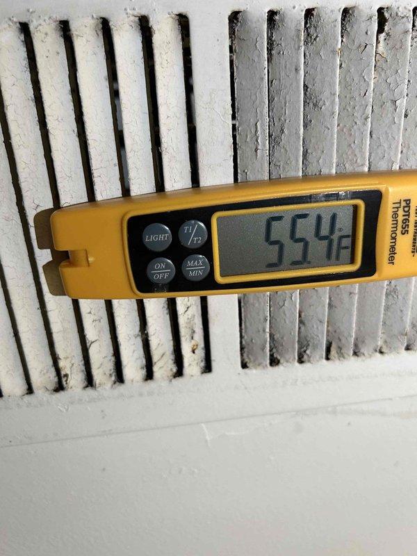 Returned to property to replace defective thermostatic expansion valve (TXV) under warranty. Successfully installed new TXV and verified proper system operation with supply air temperature of 55.4°F and return air temperature of 76.2°F, confirming adequate cooling performance and proper refrigerant metering. Retrieved loaner AC unit from site for return to shop.