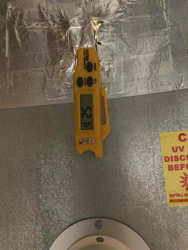 Performed annual maintenance service on geothermal HVAC system with indoor unit located in basement. Conducted temperature diagnostics on supply and return air ductwork, recording 53°F readings at the air handler, and completed standard preventive maintenance checklist per club membership agreement. Customer provided air filters for system as previously arranged.