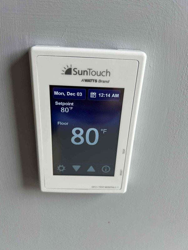 Conducted electrical estimate for basement GFCI outlet issues reported as frequently tripping. Inspected multiple ground fault circuit interrupter receptacles throughout basement area to assess condition and functionality. Documented existing electrical infrastructure including thermostat controls and mechanical room equipment to determine scope of GFCI replacement work needed.
