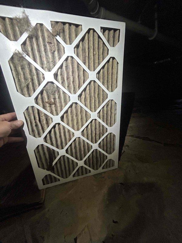 Completed USA Gold Single Annual recurring maintenance service on AC/GF system located in basement. Performed comprehensive inspection of indoor unit and air handling components. Replaced 16x25x1 air filter which showed moderate dust accumulation and discoloration consistent with normal usage cycle. Inspected ductwork and interior components, noting normal operational wear on insulation surfaces. All system components functioning within normal parameters. Unit operational upon completion of maintenance visit.