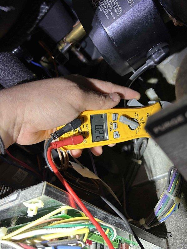 Completed comprehensive cooling maintenance tune-up on 9-year-old geothermal HVAC system. Performed system diagnostics including refrigerant pressure testing and electrical component analysis using digital multimeter to verify proper amperage draw and system performance. Inspected thermostat operation and confirmed all components functioning within manufacturer specifications with system operating properly.
