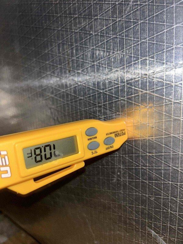 Completed scheduled maintenance on a 15-year-old air conditioning system located in attic. Performed comprehensive AC tune-up with no prior reported issues. During inspection, observed significant frost and ice accumulation on evaporator coil and ductwork, indicating potential airflow restriction or refrigerant charge issue. Documented suction line temperature reading of 53.4°F and supply air temperature. System operational at time of service. Recommended monitoring for proper defrost cycles and potential follow-up to address icing condition.