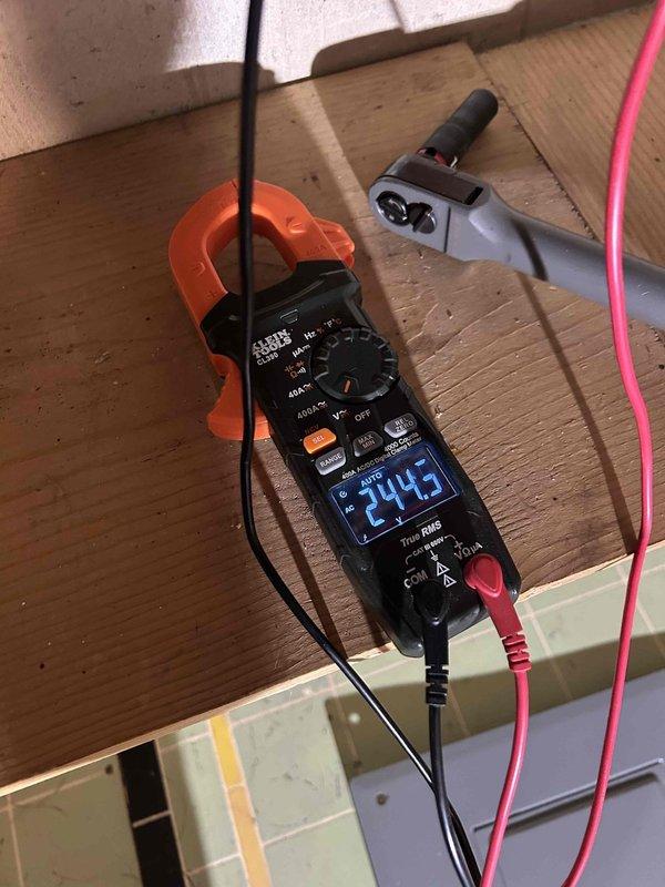 Replaced the main circuit breaker in the electrical service panel and installed a new whole-home surge protection device to safeguard the residence from voltage spikes and power surges. Verified proper voltage readings of 244.5V using a digital clamp meter and ensured all circuit breaker connections were secure and functioning correctly within the panel box.