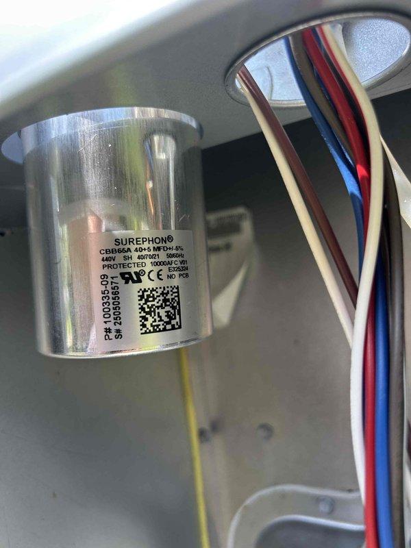 Completed Gold Level annual preventive maintenance on a 5-month-old package HVAC system. Performed comprehensive inspection of all major components including electrical connections, capacitor operation, and control systems. Verified proper thermostat functionality with ecobee smart thermostat displaying accurate temperature readings and system response. Inspected dual-run capacitor (SUREPHON CBB65A, 440V) confirming secure mounting, proper wire connections, and electrical specifications within manufacturer tolerances. All system components operating within normal parameters with no deficiencies noted at time of service.