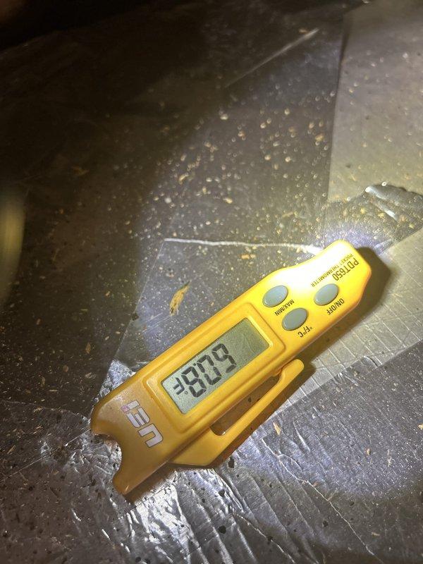 Responded to no cooling complaint on 2-year-old residential air conditioning system. Upon arrival, performed diagnostic testing of outdoor condenser unit and measured supply air temperature at 38.9°F, indicating system was operating and producing cool air. Determined system was functioning properly with no mechanical or refrigerant issues found.