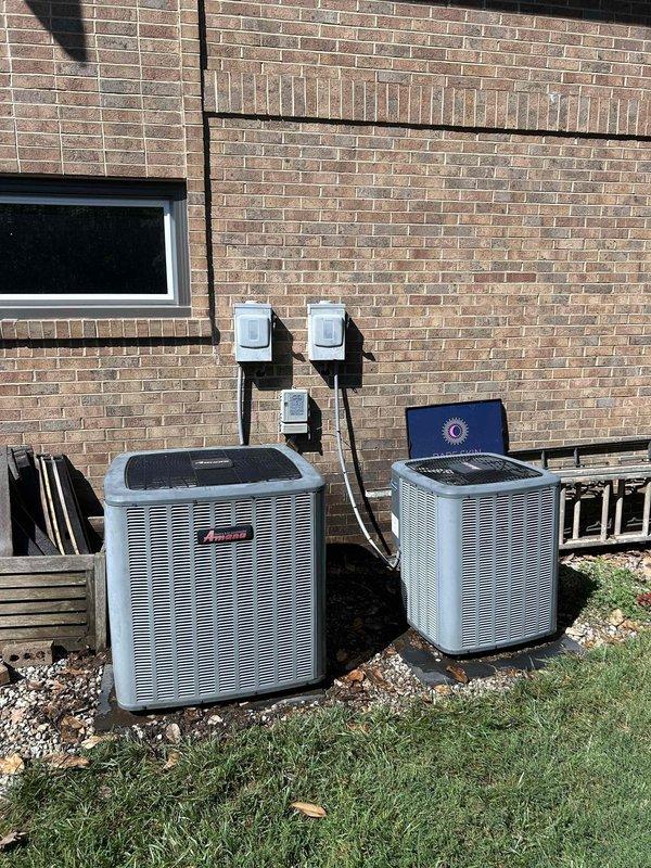 Responded to no cooling call on 15-year-old residential air conditioning system with gas heat and indoor unit located in basement. Upon arrival, performed visual inspection of outdoor condenser unit, which showed significant weathering, discoloration, and deterioration consistent with age and extended outdoor exposure. Conducted diagnostic evaluation to determine cause of warm air discharge from system. Documented equipment condition through photographic documentation showing heavy surface staining, debris accumulation, and general wear on condenser housing and surrounding area.