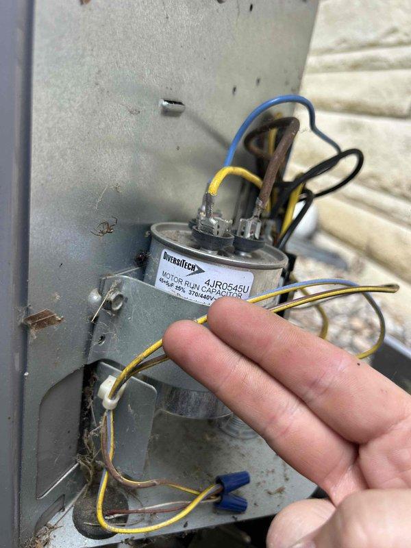 Completed spring maintenance tune-up on dual HVAC system including two air conditioning units and two gas furnaces as part of club membership care plan. Verified thermostat operation and settings, inspected motor run capacitor and electrical connections, plugged in dehumidifier per seasonal service protocol, and confirmed all systems operating within normal parameters.