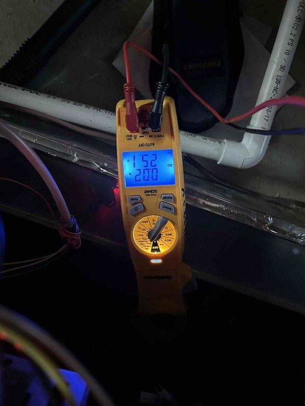 Completed Gold Level prepaid maintenance on single-system AC/GF unit located in basement. Addressed previous sensor issue where water backup valve had tripped; verified valve operation, cleared backup, and replaced 20x25x4 filter supplied by customer. Performed diagnostic testing with digital multimeter, confirming proper electrical readings and system functionality across all components.