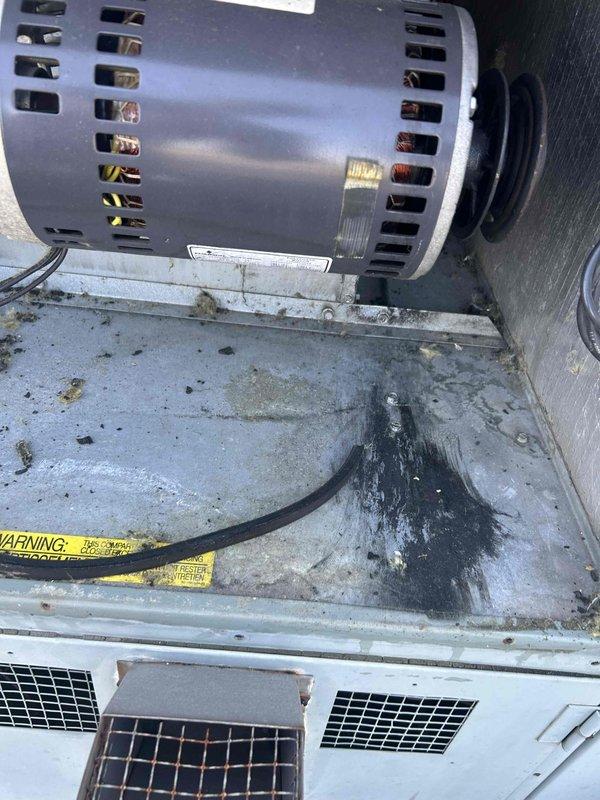 Performed quarterly planned maintenance visit on 23 rooftop units at commercial theater facility. Completed comprehensive filter changes across all systems, installing 6 ea. 18x18x2, 30 ea. 16x25x2, and 40 ea. 18x24x2 filters per maintenance schedule. Inspected blower motors, electrical components, and fuse assemblies on all units, noting normal operational wear and minor contamination on motor platforms. Diagnosed exhaust fan issues as requested. All RTUs inspected for proper operation with no cooling deficiencies identified during maintenance visit. Two-man crew completed three-day maintenance protocol per service agreement specifications.
