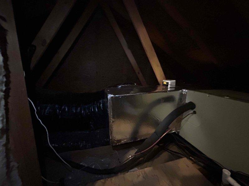 Completed full residential HVAC system installation for first floor heating and cooling. Installed Trane 3-ton heat pump system (model 5TWR4036A1000) rated up to 15.2 SEER2 with matching 3-ton air handler (model 5TEM4B04AC31SA) in attic space. Added Trane 15kW heat kit (model BAYHTR1517BRK) for supplemental heating capacity. Mounted outdoor condenser unit on ground-level pad with proper clearances and installed electrical disconnect box on exterior wall. Ran refrigerant lines and electrical conduit between outdoor and indoor units through exterior wall penetrations. Upgraded existing return air system by enlarging filter grille from 20x25 to 20x30 to improve airflow and system performance. Installed new digital thermostat for precise temperature control. Performed duct cleaning services on first floor ductwork to remove debris and improve indoor air quality. Installed REME Halo air purification system on existing second floor HVAC unit for enhanced air quality throughout home. Complete