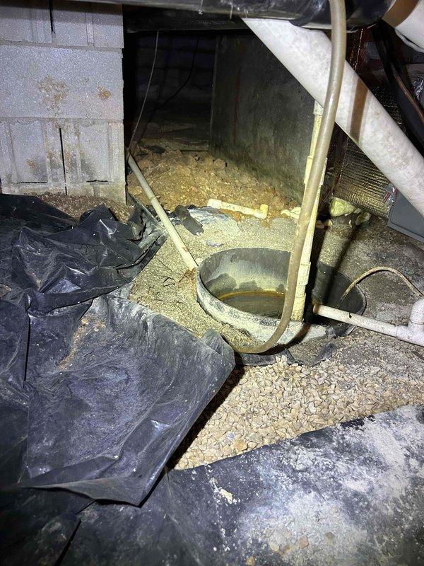 Responded to customer inquiry regarding humidity concerns in home. Performed thorough inspection of crawl space and identified significant moisture issues including standing water in sump pit and inadequate vapor barrier coverage with deteriorated plastic sheeting. Observed loose-fill insulation material scattered throughout crawl space and noted exposed plumbing penetrations. Documented conditions with photographic evidence showing compromised moisture management system contributing to elevated humidity levels. Provided comprehensive estimates for indoor air quality improvements including proper vapor barrier installation, crawl space encapsulation, dehumidification solutions, and remediation of existing moisture intrusion points to address customer's humidity concerns.