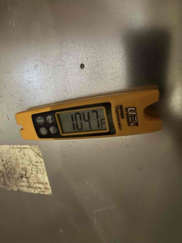 Completed comprehensive preventive maintenance tune-up on heat pump and air handler system located in crawlspace. Performed full system inspection including electrical connections, refrigerant temperatures, and overall component operation. Verified electrical connections at outdoor unit showed proper terminations with all safety labels intact, and recorded system temperatures with air handler operating at 104.7°F, confirming normal heat mode operation within manufacturer specifications.