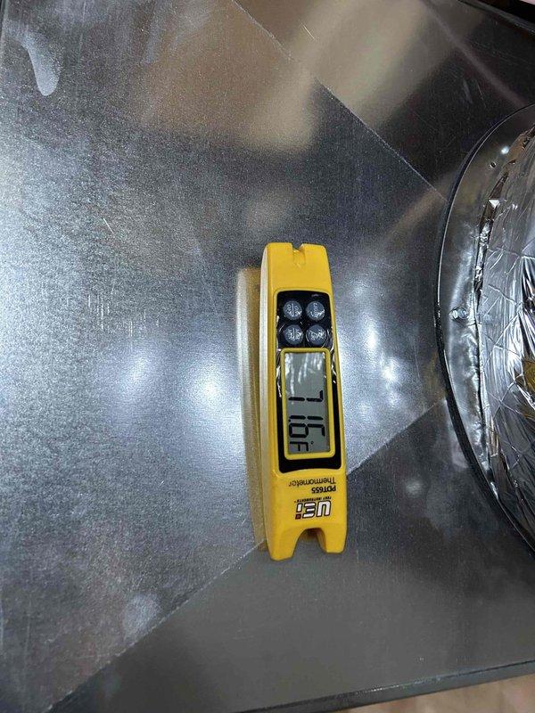 Completed Gold Level preventative maintenance on a 4-month-old single-system HVAC unit. Performed standard inspection protocol including temperature diagnostics showing supply air at 110°F, verified proper airflow through indoor air handler unit, and documented system operation with photographic records. All components functioning within normal parameters for recently installed equipment.