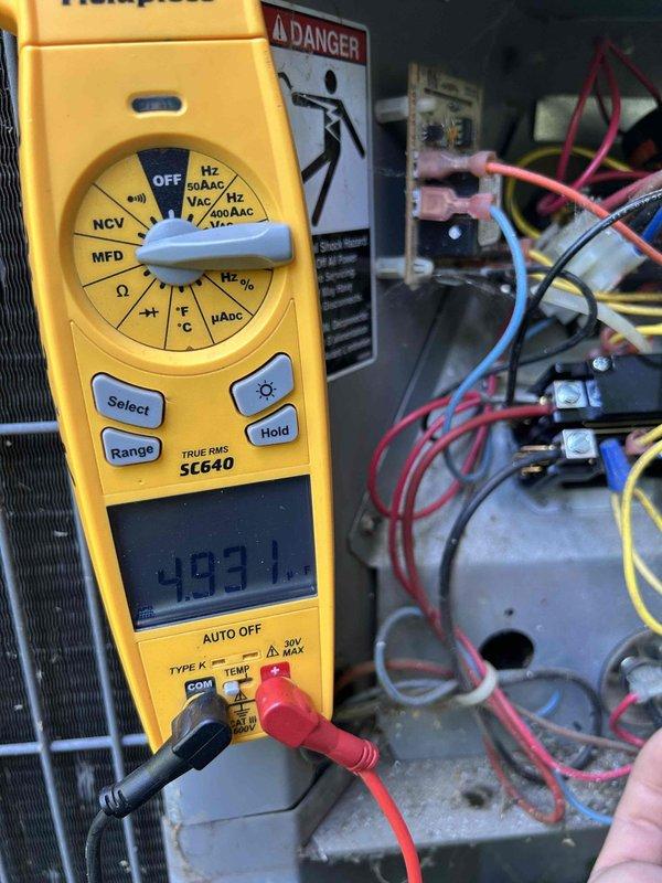 Completed comprehensive Care Plan tune-up on gas furnace and air conditioning system located in basement. Performed diagnostic testing using digital manometer to measure gas pressure readings (345-348 range) and multimeter to verify electrical system functionality (403 reading captured). Inspected all electrical connections, control board components, and wiring harness. Evaluated blower motor operation, tested capacitors, and verified proper voltage supply to unit. Checked ductwork integrity and system airflow. Customer supplied air filters as previously arranged. All system components operating within manufacturer specifications upon completion of maintenance service.
