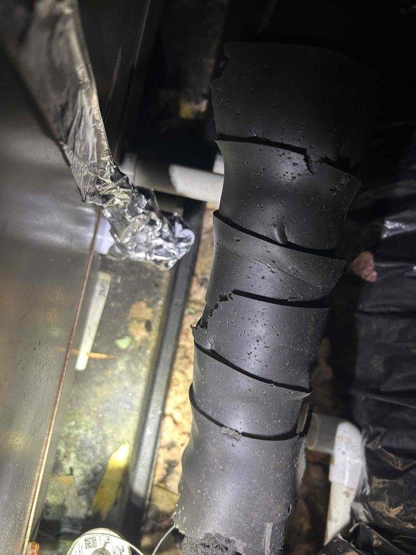 Responded to no cooling complaint on second-floor zone of aging HVAC system. Upon inspection in attic space, discovered rodent damage to low-voltage control wiring, consistent with previous service history of squirrel intrusion. Replaced damaged thermostat wiring and control circuit connections. Verified proper system operation and cooling restoration to affected zone. Recommended customer implement additional rodent exclusion measures to prevent recurring damage to electrical components.