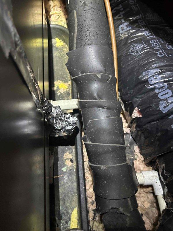 Responded to no cooling complaint on second-floor zone of aging HVAC system. Upon inspection in attic space, discovered rodent damage to low-voltage control wiring, consistent with previous service history of squirrel intrusion. Replaced damaged thermostat wiring and control circuit connections. Verified proper system operation and cooling restoration to affected zone. Recommended customer implement additional rodent exclusion measures to prevent recurring damage to electrical components.