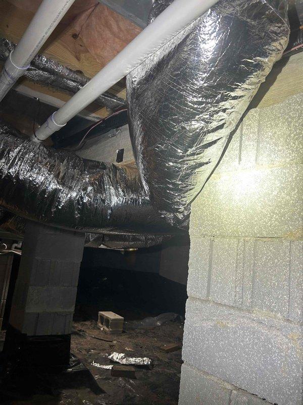 Completed Gold Level prepaid maintenance on single-system heat pump with air handler located in crawlspace. Replaced customer-supplied Aprilaire #413 filter and performed standard maintenance protocol. Addressed customer concern regarding equipment vibration issues related to previous elevation work; discussed alternative mounting solutions using cinder block supports to prevent humidifier flooding while eliminating floor joist vibration transfer into living space.