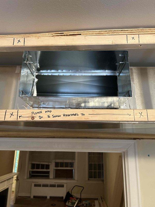 Completed full residential HVAC system installation consisting of six 2.5-ton Ruud heat pump systems with matching air handlers, 10KW auxiliary heat kits, and digital thermostats throughout the living space. Installed new ductwork system including insulated flexible ducts routed through attic and ceiling spaces, with proper framing and register openings prepared for final installation. System includes outdoor unit pads with snow legs, electrical disconnect boxes, whip kits, refrigerant line insulation and filtration, coil drain safety sensors, overflow drain pans with water sensors, transitions to existing ductwork, and standard air filter racks. All equipment removed and disposed of properly, with installation completed per code requirements and all applicable permits obtained.