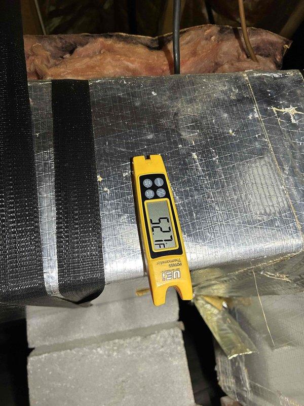Completed preventive maintenance tune-up on heat pump and air handler system located in crawlspace. Performed comprehensive system inspection and testing using calibrated diagnostic equipment. Measured and recorded electrical parameters including amperage draw to verify proper system operation. Documented ambient temperature reading of 57°F in crawlspace environment. Inspected all accessible components including refrigerant lines, electrical connections, and insulation integrity. System found operating within manufacturer specifications with no deficiencies noted at time of service.