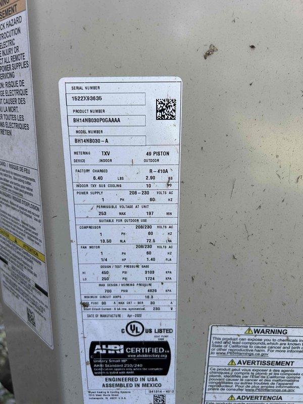 Completed Gold Level prepaid maintenance on single-system heat pump/air handler unit located in hallway. Performed comprehensive inspection and maintenance procedures per club membership agreement, verified system operation with thermostat set at 73°F, documented equipment specifications including BH14NB030-A model with serial number 1622X93636, and collected membership payment via check as arranged.