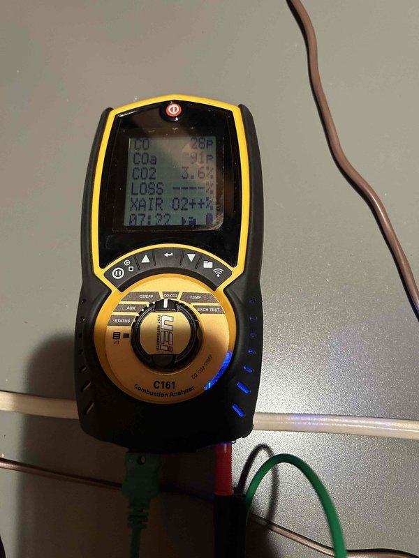 Completed comprehensive Care Plan tune-up on attic-installed air conditioning system and gas furnace unit. Performed electrical diagnostics using digital multimeter to verify voltage, amperage, and capacitor functionality across all system components. Conducted combustion analysis on gas furnace to measure efficiency parameters including CO2, CO, and O2 levels, ensuring safe operation and optimal performance. Customer provided replacement air filters in 16x25x1 and 14x25x1 sizes for installation during maintenance visit.