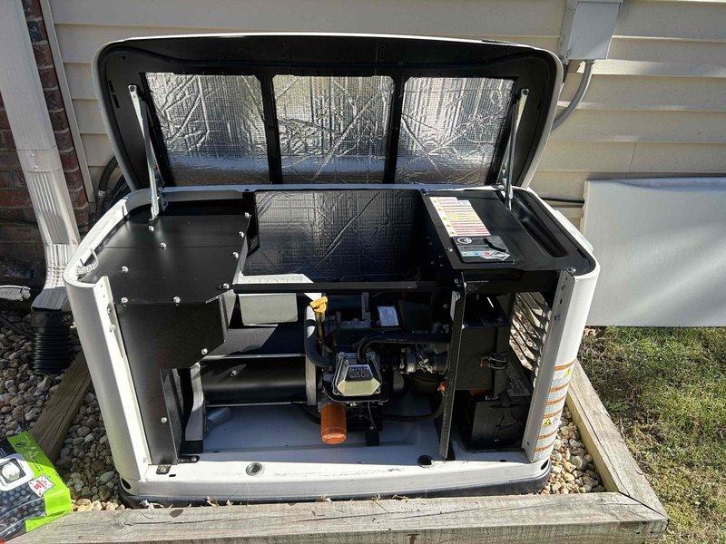 Completed comprehensive preventative maintenance service on air-cooled Generac standby generator system. Performed full inspection of unit physical condition and enclosure integrity, conducted complete fuel system evaluation, and executed battery electrical testing with all results within manufacturer specifications. Replaced spark plugs, air filter, and oil filter as part of scheduled maintenance protocol. Verified all high and low voltage electrical connections at both the generator unit and transfer switch panel, confirming secure terminations and proper torque specifications. Adjusted valve clearances to factory settings and completed full system operational testing in both manual and automatic transfer modes under load conditions, confirming proper functionality of automatic transfer switch and seamless power transition.
