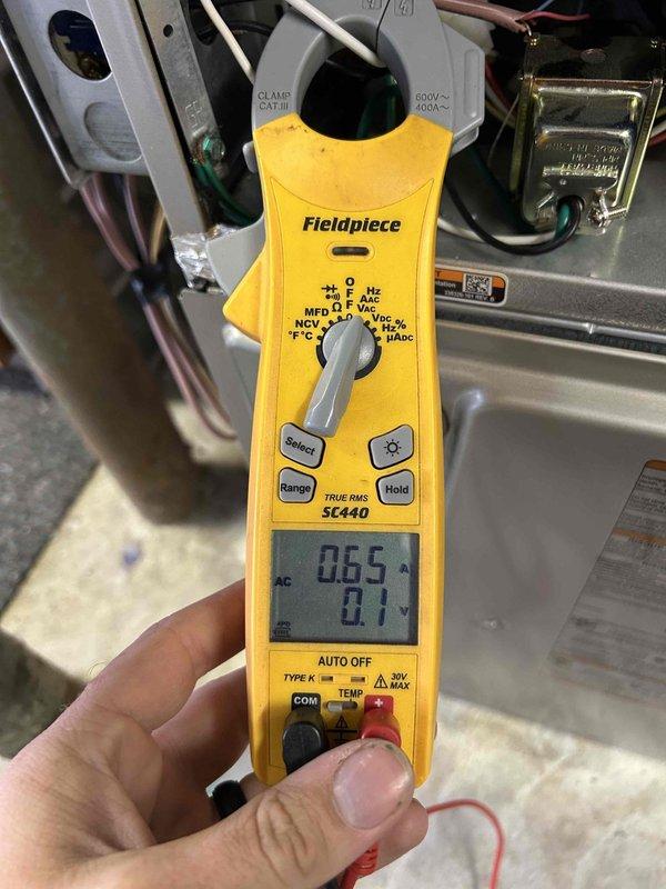 # HVAC Maintenance - Club Single

Completed Gold Level preventive maintenance service on single-system HVAC unit located in garage. Performed comprehensive system inspection and diagnostics using Fieldpiece SC440 digital multimeter to verify electrical performance and component operation. Tested voltage, amperage, and continuity across gas valve, control board connections, and burner assembly to ensure proper electrical function throughout the heating system.

Inspected internal components including gas valve, ignition system, burner assembly, and heat exchanger. Verified all wire connections (red, white, green, and blue) were secure and properly terminated. Examined mounting hardware and fasteners for integrity. Documented system readings and operational parameters using clamp meter functionality to measure current draw on electrical components.

System operating within normal specifications. Filter replacement (#413) will be provided during upcoming spring maintenance visit as part o