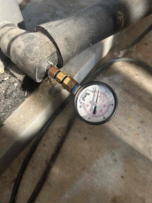 Completed routine HVAC maintenance inspection on geothermal system where customer supplies their own filter. Performed system diagnostics using digital measurement tools and pressure gauges to verify refrigerant pressures and overall system performance, confirming all readings were within normal operating parameters.
