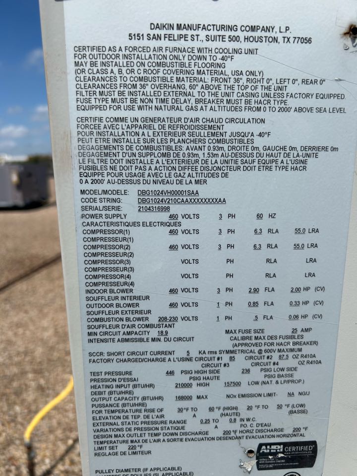 AC servicing on Daikin system in Fort Worth, Texas