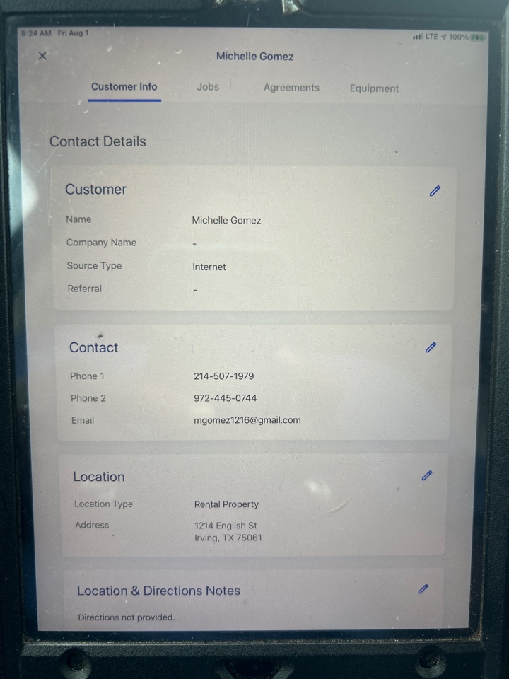Customer canceled service call
