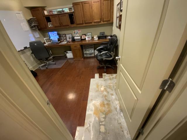 Replace water damaged flooring in a basement in Alpharetta, GA. 