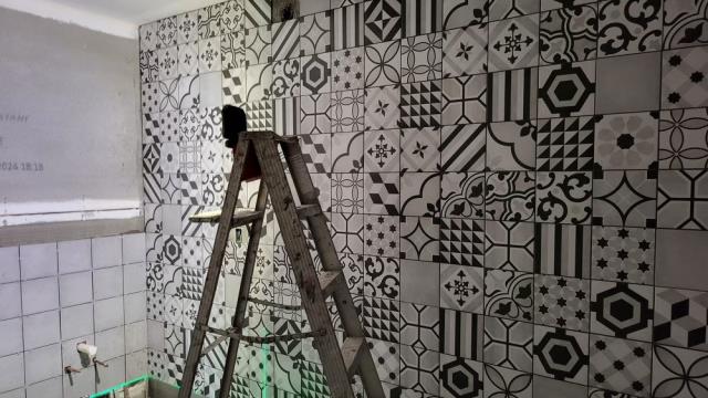 Tile installation project, at a business in Lawrenceville, GA. 