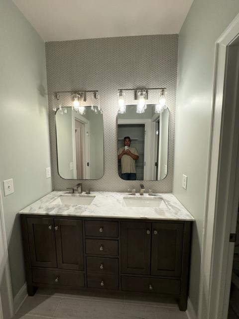 Vanity wall tile install, at this home in Mableton, GA. 
