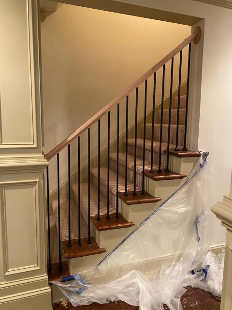 Demoed and installed new handrails and iron balusters, at this home in Alpharetta, GA. 