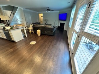 Beautiful chocolate engineered hardwood, installed in Dallas, GA. 