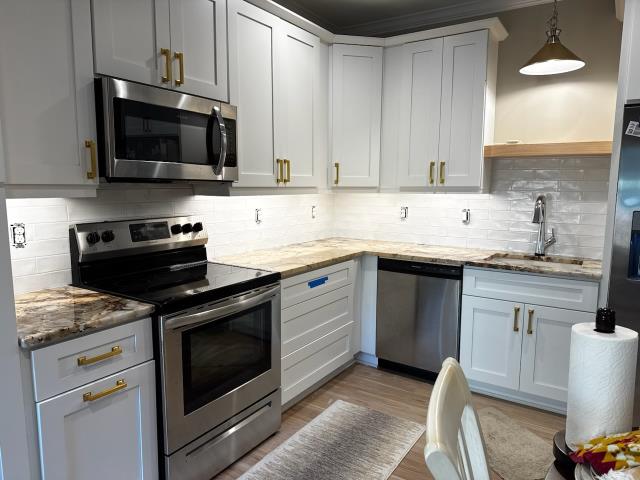 Beautiful tile backsplashes, installed in two areas of this homes kitchen in Villa Rica, GA.