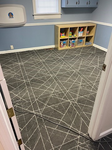 K+M completed this client-supplied commercial carpet installation in Dallas, GA.